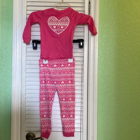 Baby Girls Two-Piece Pajama Pink and White Heart Set Sleepwear 3T - Picture 1 of 6